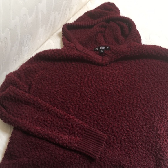 Say What? Tops - Maroon Soft Bubble Knit Crop Hoodie Size M